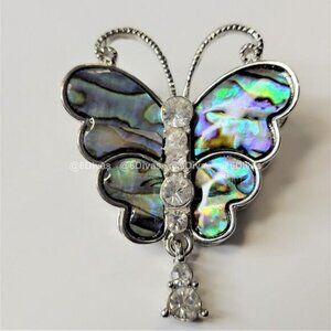 Abalone Fashion Butterfly Pendant And Brooch Necklace